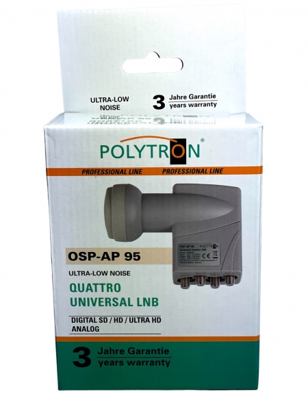 Polytron OSP-AP 95 Quattro Lnb, Hellgrau, HDTV-, SDTV und Ultra HD-Umsetzung